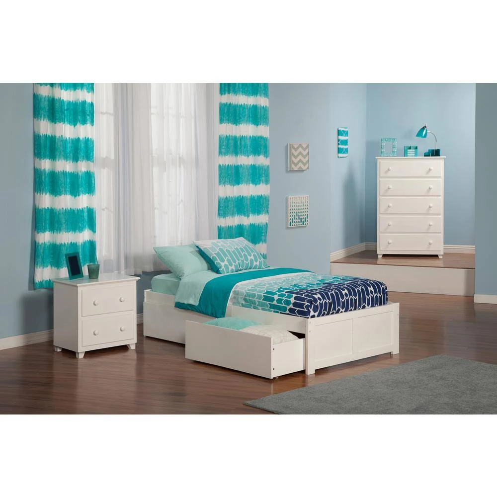 Concord White Twin XL Platform Bed with Flat Panel Foot Board and 2-Urban Bed Drawers by AFI 4 Concord White Twin XL Platform Bed with Flat Panel Foot Board and 2-Urban Bed Drawers by AFI - Image 2