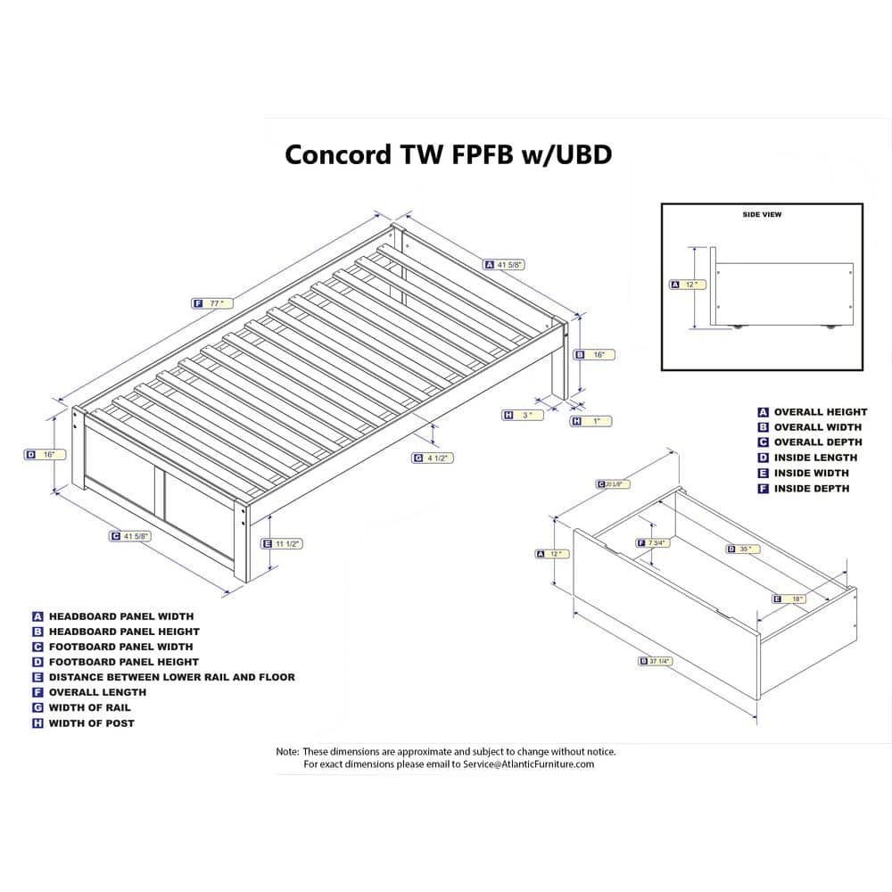Concord White Twin Platform Bed with Flat Panel Foot Board and 2-Urban Bed Drawers by AFI 7 Concord White Twin Platform Bed with Flat Panel Foot Board and 2-Urban Bed Drawers by AFI - Image 5