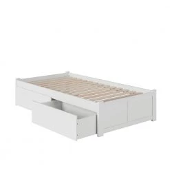Concord White Twin Platform Bed with Flat Panel Foot Board and 2-Urban Bed Drawers by AFI