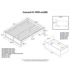 Concord White Full Platform Bed with Flat Panel Foot Board and 2-Urban Bed Drawers by AFI -Outlet AFI Store white afi platform beds ar8032112 66 1000