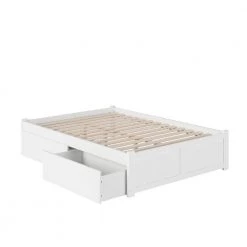 Concord White Full Platform Bed with Flat Panel Foot Board and 2-Urban Bed Drawers by AFI -Outlet AFI Store white afi platform beds ar8032112 a0 1000