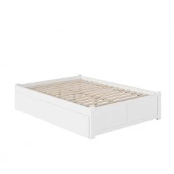 Concord White Full Platform Bed with Flat Panel Foot Board and 2-Urban Bed Drawers by AFI -Outlet AFI Store white afi platform beds ar8032112 c3 1000