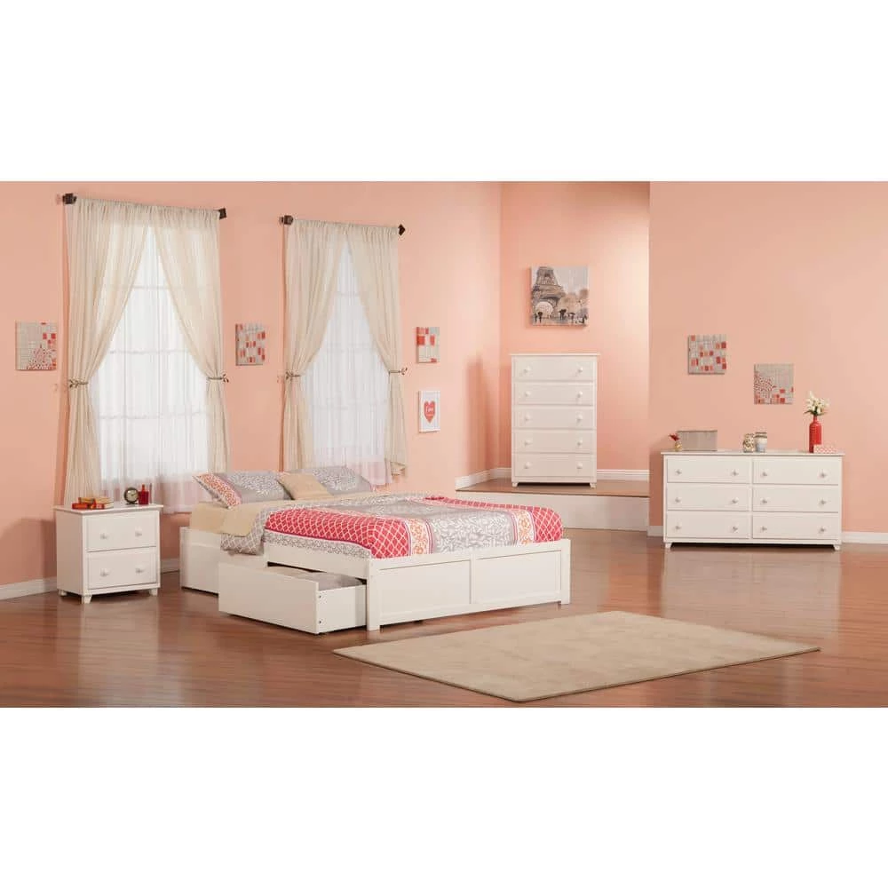 Concord White Queen Platform Bed with Flat Panel Foot Board and 2-Urban Bed Drawers by AFI 5 Concord White Queen Platform Bed with Flat Panel Foot Board and 2-Urban Bed Drawers by AFI - Image 3