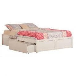 Concord White King Platform Bed with Flat Panel Foot Board and 2-Urban Bed Drawers by AFI