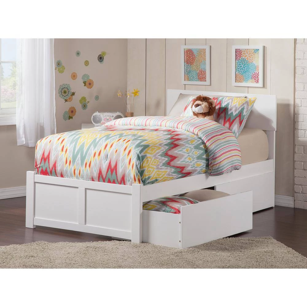 Orlando White Twin XL Platform Bed with Flat Panel Foot Board and 2 Urban Bed Drawers by AFI 11 Orlando White Twin XL Platform Bed with Flat Panel Foot Board and 2 Urban Bed Drawers by AFI - Image 9