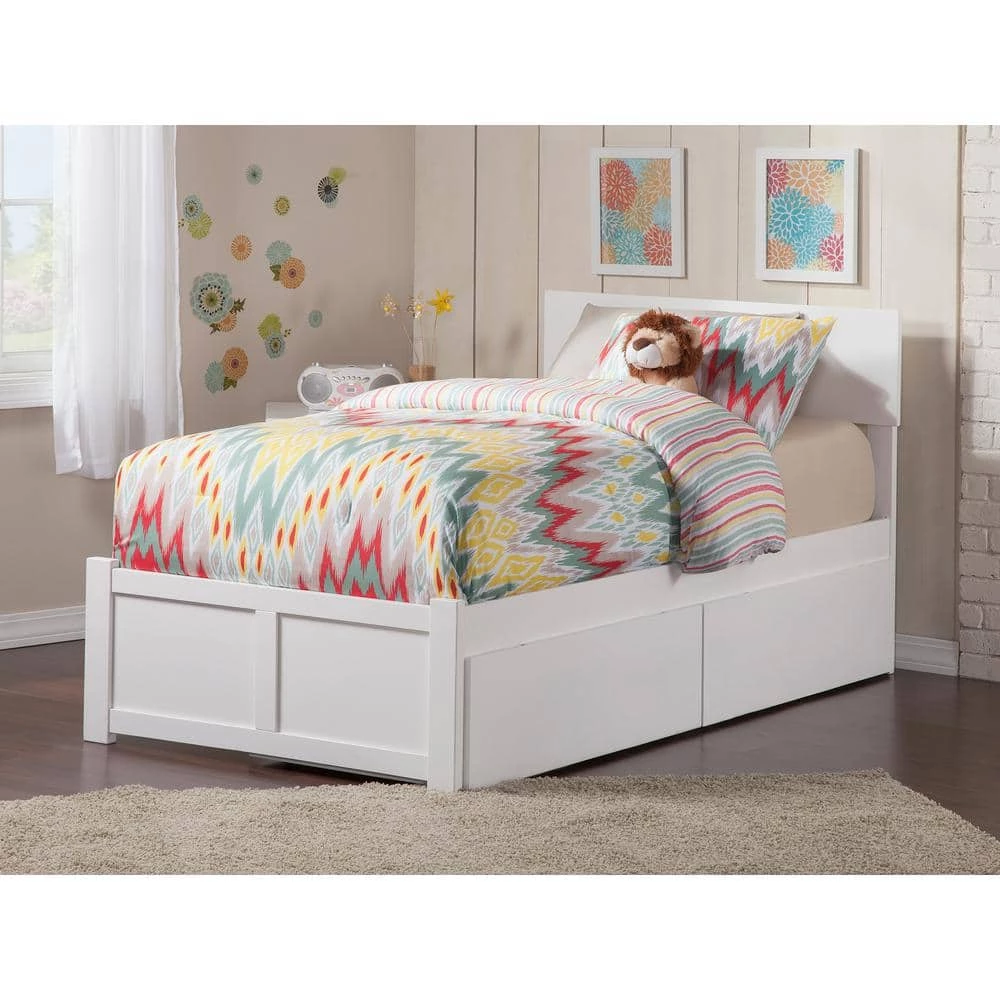 Orlando White Twin XL Platform Bed with Flat Panel Foot Board and 2 Urban Bed Drawers by AFI 4 Orlando White Twin XL Platform Bed with Flat Panel Foot Board and 2 Urban Bed Drawers by AFI - Image 2