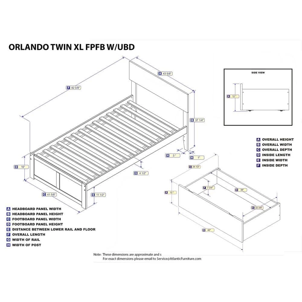 Orlando White Twin XL Platform Bed with Flat Panel Foot Board and 2 Urban Bed Drawers by AFI 10 Orlando White Twin XL Platform Bed with Flat Panel Foot Board and 2 Urban Bed Drawers by AFI - Image 8