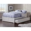 Orlando Full Platform Bed with Flat Panel Foot Board and Full Size Urban Trundle Bed in White by AFI -Outlet AFI Store white afi platform beds ar8132052 64 1000
