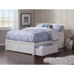 Orlando White Queen Platform Bed with Flat Panel Foot Board and 2 Urban Bed Drawers by AFI -Outlet AFI Store white afi platform beds ar8142112 31 1000