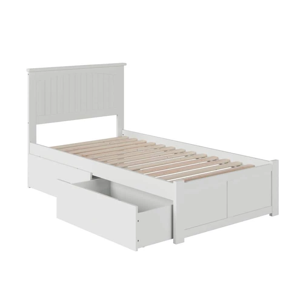 Nantucket White Twin XL Platform Bed with Flat Panel Foot Board and 2-Urban Bed Drawers by AFI 3 Nantucket White Twin XL Platform Bed with Flat Panel Foot Board and 2-Urban Bed Drawers by AFI