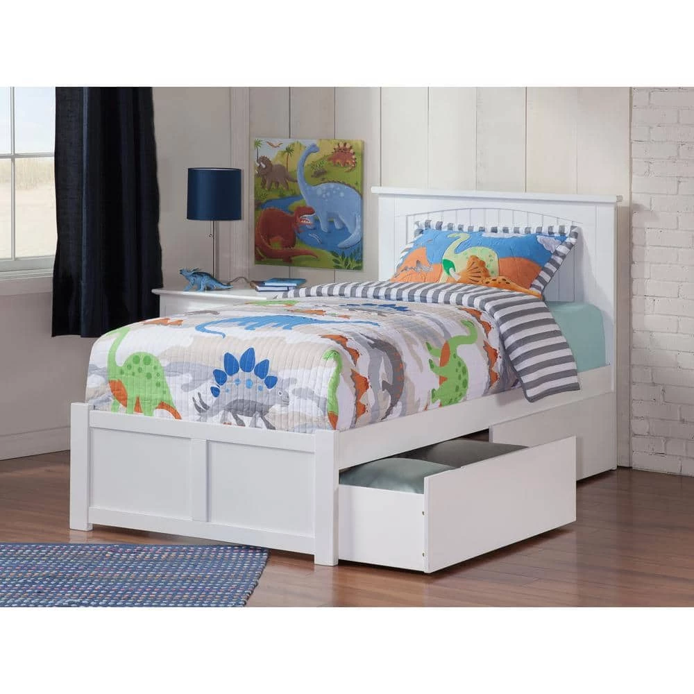 Nantucket White Twin XL Platform Bed with Flat Panel Foot Board and 2-Urban Bed Drawers by AFI 4 Nantucket White Twin XL Platform Bed with Flat Panel Foot Board and 2-Urban Bed Drawers by AFI - Image 2