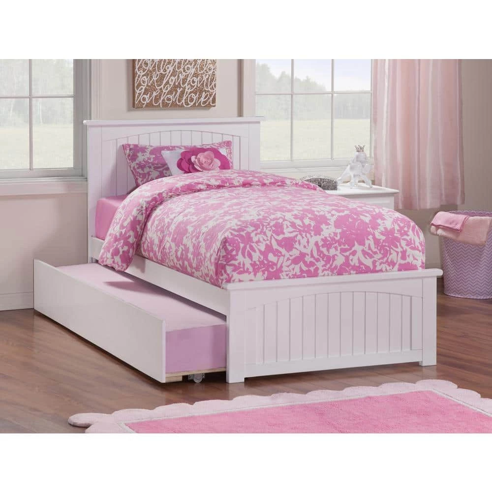 Nantucket White Twin Platform Bed with Matching Foot Board and Twin Size Urban Trundle Bed by AFI 3 Nantucket White Twin Platform Bed with Matching Foot Board and Twin Size Urban Trundle Bed by AFI