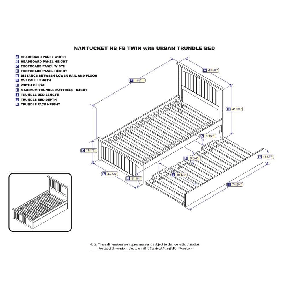 Nantucket White Twin Platform Bed with Matching Foot Board and Twin Size Urban Trundle Bed by AFI 4 Nantucket White Twin Platform Bed with Matching Foot Board and Twin Size Urban Trundle Bed by AFI - Image 2