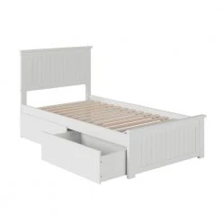Nantucket White Twin Platform Bed with Matching Foot Board and 2 Urban Bed Drawers by AFI
