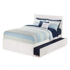 Nantucket Full Platform Bed with Flat Panel Foot Board and Twin Size Urban Trundle Bed in White by AFI -Outlet AFI Store white afi platform beds ar8232012 40 1000