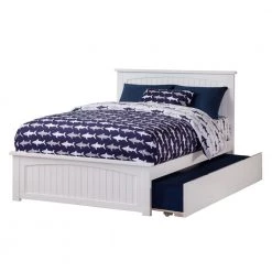 Nantucket White Full Platform Bed with Matching Foot Board and Twin Size Urban Trundle Bed by AFI