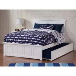 Nantucket Full Platform Bed with Matching Foot Board with Full Size Urban Trundle Bed in White by AFI -Outlet AFI Store white afi platform beds ar8236052 e1 1000