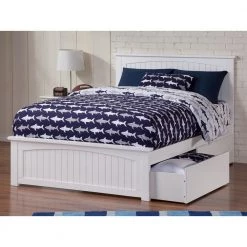 Nantucket White Full Platform Bed with Matching Foot Board and 2 Urban Bed Drawers by AFI -Outlet AFI Store white afi platform beds ar8236112 31 1000