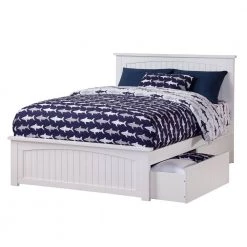 Nantucket White Full Platform Bed with Matching Foot Board and 2 Urban Bed Drawers by AFI -Outlet AFI Store white afi platform beds ar8236112 a0 1000