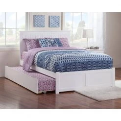 Nantucket White Queen Bed with Footboard and Twin Extra Long Trundle by AFI