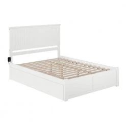 Nantucket White Queen Bed with Footboard and Twin Extra Long Trundle by AFI -Outlet AFI Store white afi platform beds ar8242042 a0 1000