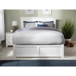 Nantucket Queen Platform Bed with Flat Panel Foot Board and 2 Urban Bed Drawers in White by AFI -Outlet AFI Store white afi platform beds ar8242112 31 1000