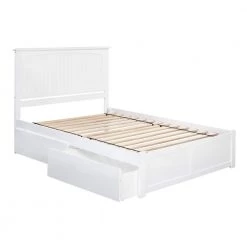 Nantucket Queen Platform Bed with Flat Panel Foot Board and 2 Urban Bed Drawers in White by AFI -Outlet AFI Store white afi platform beds ar8242112 a0 1000