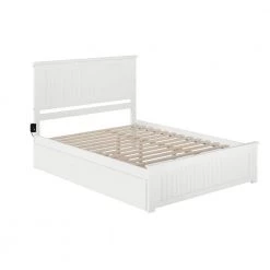 Nantucket White Queen Bed with Matching Footboard and Twin Extra Long Trundle by AFI