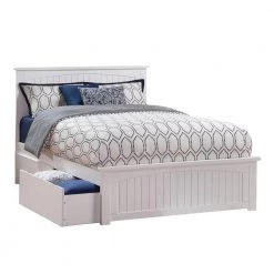 Nantucket White Queen Platform Bed with Matching Foot Board and 2 Urban Bed Drawers by AFI -Outlet AFI Store white afi platform beds ar8246112 a0 1000