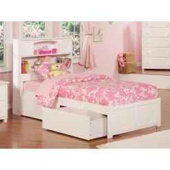 Newport White Twin XL Platform Bed with Flat Panel Foot Board and 2-Urban Bed Drawers by AFI -Outlet AFI Store white afi platform beds ar8512112 31 1000