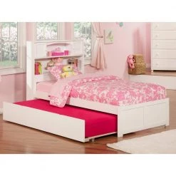 Newport White Twin Platform Bed with Flat Panel Foot Board and Twin Size Urban Trundle Bed by AFI -Outlet AFI Store white afi platform beds ar8522012 31 1000
