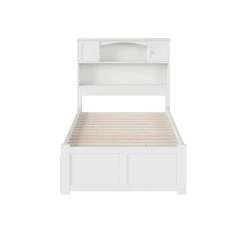 Newport White Twin Platform Bed with Flat Panel Foot Board and Twin Size Urban Trundle Bed by AFI -Outlet AFI Store white afi platform beds ar8522012 4f 1000
