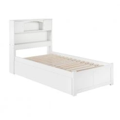 Newport White Twin Platform Bed with Flat Panel Foot Board and Twin Size Urban Trundle Bed by AFI -Outlet AFI Store white afi platform beds ar8522012 c3 1000