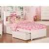 Newport White Twin Platform Bed with Flat Panel Foot Board and 2-Urban Bed Drawers by AFI -Outlet AFI Store white afi platform beds ar8522112 64 1000