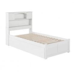 Newport White Twin Platform Bed with Flat Panel Foot Board and 2-Urban Bed Drawers by AFI -Outlet AFI Store white afi platform beds ar8522112 c3 1000