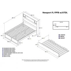 Newport White Full Platform Bed with Flat Panel Foot Board and Twin Size Urban Trundle Bed by AFI -Outlet AFI Store white afi platform beds ar8532012 77 1000