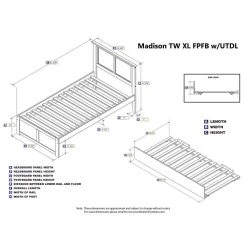 Madison Twin Extra Long Bed with Footboard and Twin Extra Long Trundle in White by AFI -Outlet AFI Store white afi platform beds ar8612042 44 1000