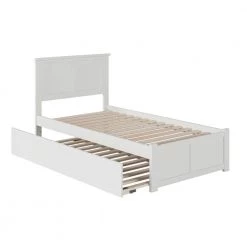 Madison Twin Extra Long Bed with Footboard and Twin Extra Long Trundle in White by AFI