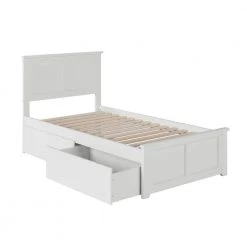 Madison White Twin XL Platform Bed with Matching Foot Board with 2-Urban Bed Drawers by AFI -Outlet AFI Store white afi platform beds ar8616112 40 1000