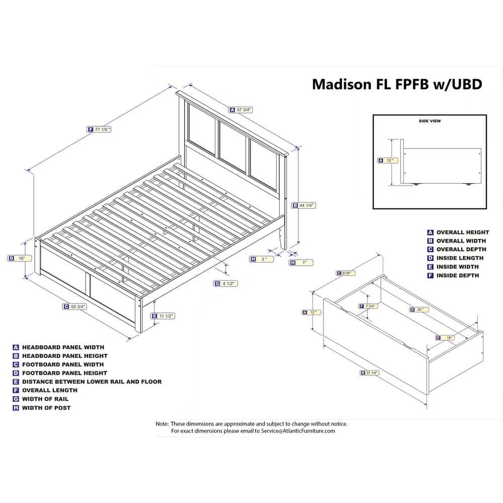 Madison Full Platform Bed with Flat Panel Foot Board and 2-Urban Bed Drawers in White by AFI 8 Madison Full Platform Bed with Flat Panel Foot Board and 2-Urban Bed Drawers in White by AFI - Image 6