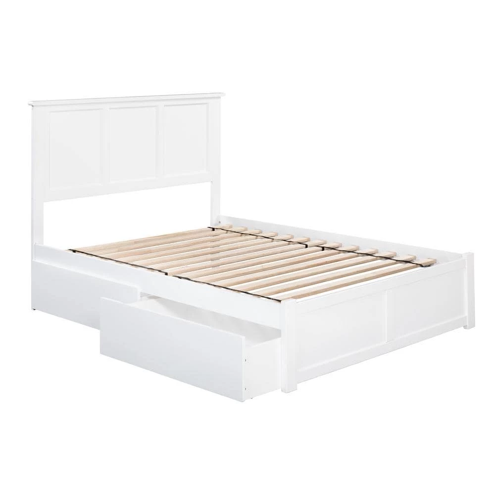 Madison Full Platform Bed with Flat Panel Foot Board and 2-Urban Bed Drawers in White by AFI 3 Madison Full Platform Bed with Flat Panel Foot Board and 2-Urban Bed Drawers in White by AFI