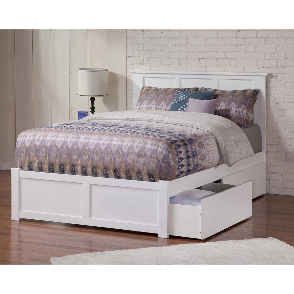 Madison Full Platform Bed with Flat Panel Foot Board and 2-Urban Bed Drawers in White by AFI 4 Madison Full Platform Bed with Flat Panel Foot Board and 2-Urban Bed Drawers in White by AFI - Image 2