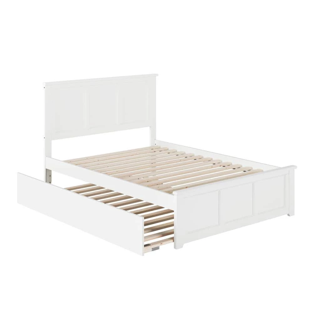 Madison Full Platform Bed with Matching Foot Board with Full Size Urban Trundle Bed in White by AFI 3 Madison Full Platform Bed with Matching Foot Board with Full Size Urban Trundle Bed in White by AFI