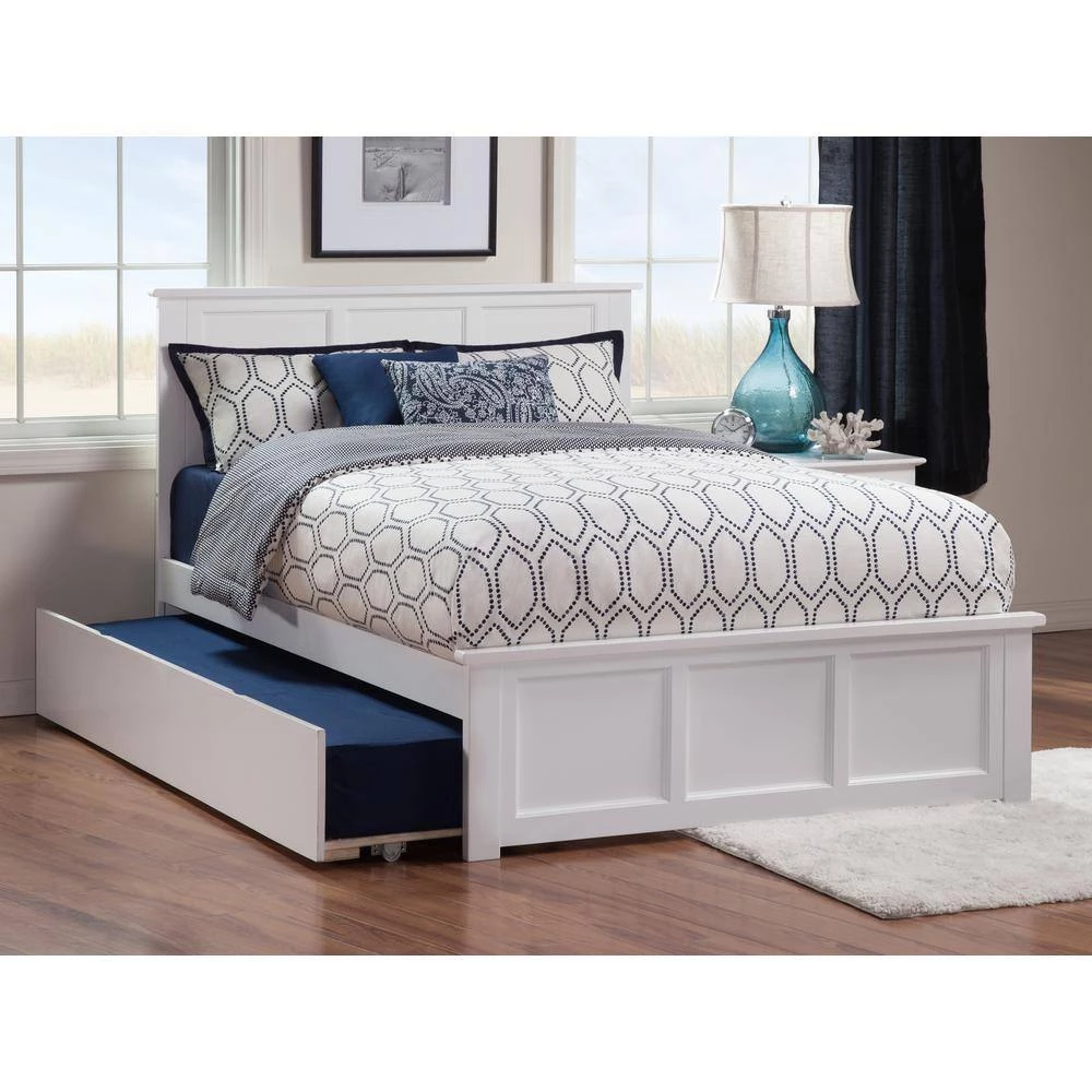 Madison Full Platform Bed with Matching Foot Board with Full Size Urban Trundle Bed in White by AFI 4 Madison Full Platform Bed with Matching Foot Board with Full Size Urban Trundle Bed in White by AFI - Image 2