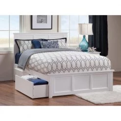 Madison White Full Platform Bed with Matching Foot Board with 2-Urban Bed Drawers by AFI -Outlet AFI Store white afi platform beds ar8636112 31 1000