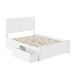 Madison White Full Platform Bed with Matching Foot Board with 2-Urban Bed Drawers by AFI