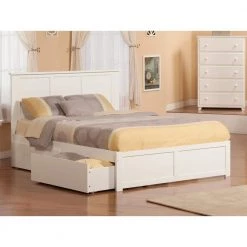 Madison White Queen Platform Bed with Flat Panel Foot Board and 2-Urban Bed Drawers by AFI -Outlet AFI Store white afi platform beds ar8642112 31 1000