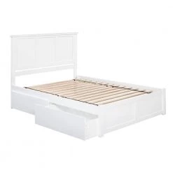Madison White Queen Platform Bed with Flat Panel Foot Board and 2-Urban Bed Drawers by AFI