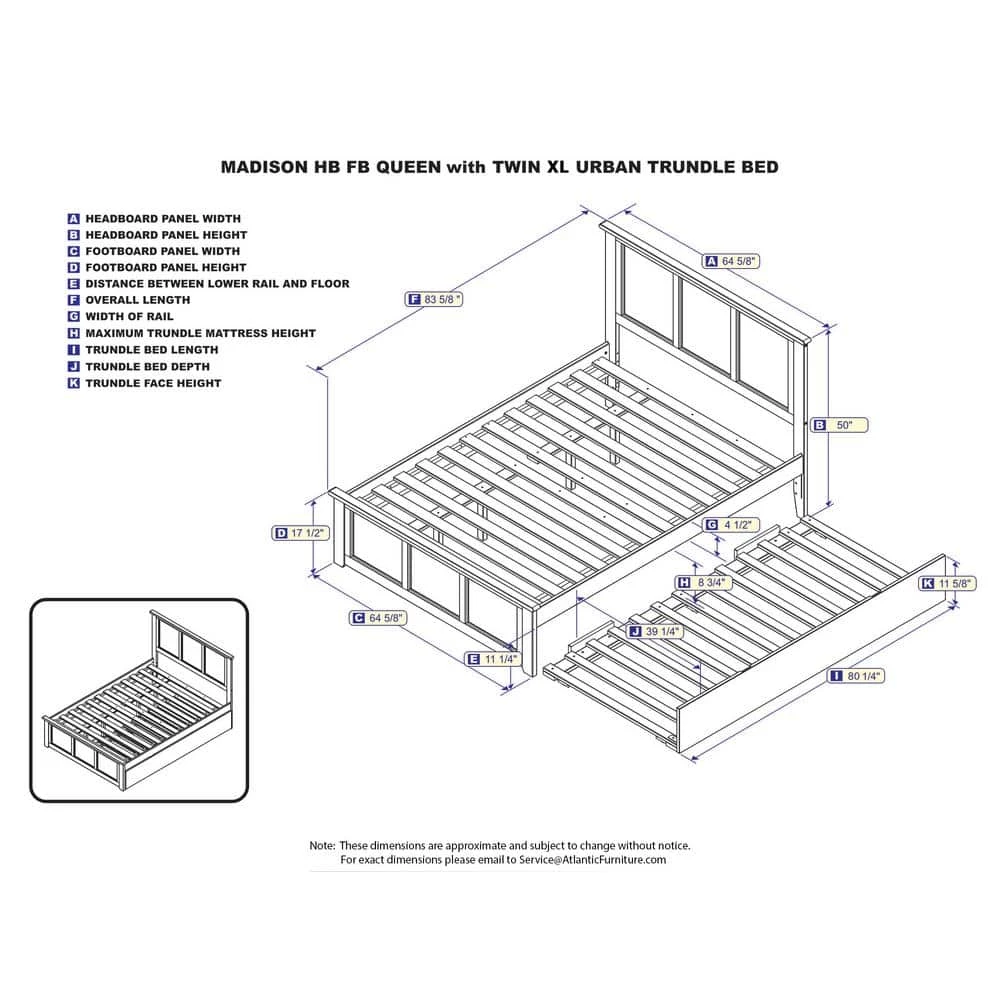Madison White Queen Bed with Matching Footboard and Twin Extra Long Trundle by AFI 8 Madison White Queen Bed with Matching Footboard and Twin Extra Long Trundle by AFI - Image 6