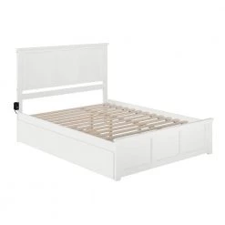 Madison White Queen Bed with Matching Footboard and Twin Extra Long Trundle by AFI